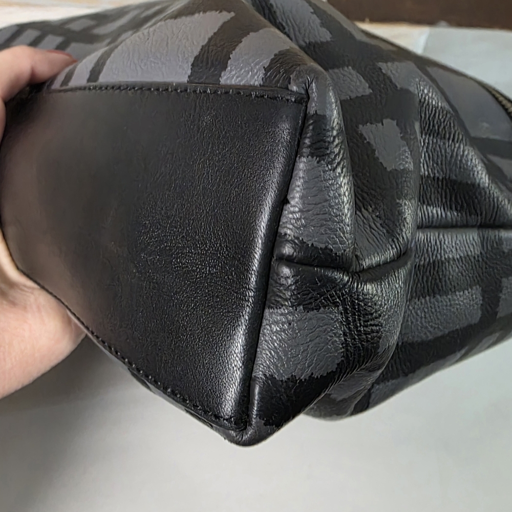 Coach Black Plaid Leather & Canvas Tote - Picture 9 of 16